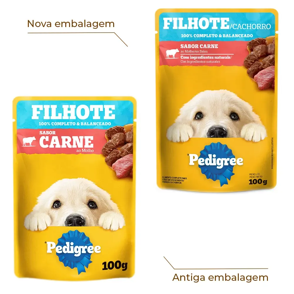 Ração Úmida Pedigree Sachê Cães Filhotes Carne ao Molho